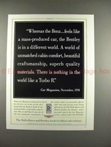 1992 Rolls Royce &amp; Bentley Car Ad - A Different World!! - £14.45 GBP