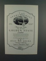 1926 Rock Island System Golden State Limited Train Ad - £14.60 GBP