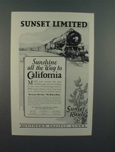 1926 Southern Pacific Lines Sunset Limited Train Ad - Sunshine - £14.78 GBP