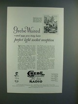 1928 Grebe A-C Six Radio Ad - Perfect Light Socket - $18.49