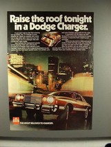 1977 Dodge Charger Car Ad - Raise the Roof Tonight - $18.49