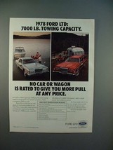 1978 Ford LTD Car Ad - 7000 lb. Towing Capacity - £14.78 GBP