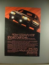 1988 Lincoln Mark VII Car Ad - How Luxury Should Behave - £14.54 GBP