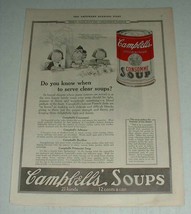 1923 Campbell's Consomme Soup Ad - When to Serve Clear - $18.49