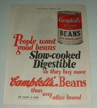 1924 Campbell&#39;s Soup Pork and Beans Ad - Slow-Cooked - £14.78 GBP