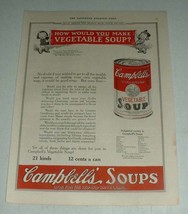 1923 Campbell's Vegetable Soup Ad - How You Make - $18.49