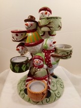 Yankee Candle Ceramic 5 Tier Snowman Pile Up Votive Candleholder Figurine - $27.72