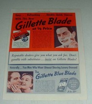 Vintage Gillette Razor Blades Ad - Double-Quick Shaves - £14.78 GBP