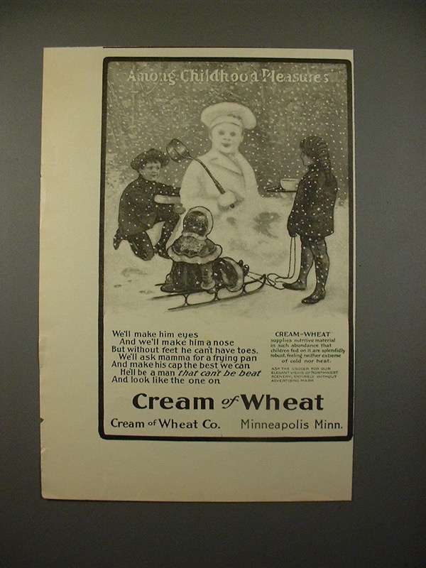 1900 Cream of Wheat Ad - Among Childhood Pleasures - $18.49