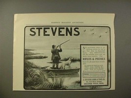 1902 Stevens Shotgun Gun Ad - Geese &amp; Hunting Dog - £14.54 GBP