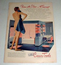 1944 Cannon Towels Ad w/ Nude Woman - Room w/ View! - $18.49