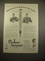 1930 Parker Duofold Pen Ad - Pocket &amp; Desk Set - £14.48 GBP