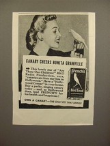 1944 French&#39;s Bird Seed Ad - Bonita Granville - £14.50 GBP
