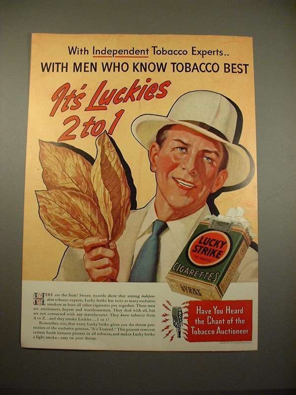 Primary image for 1938 Lucky Strike Cigarettes Ad - Luckies 2 to 1