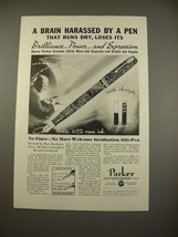 1935 Parker Vacumatic Pen Ad - A Brain Harassed! - £14.48 GBP