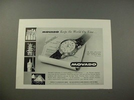 1954 Movado Chronometer Watch Ad - World on Time - $18.49
