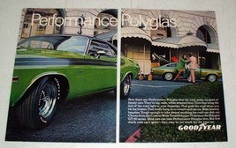 1971 Goodyear Polyglas Tire Ad w/ Dodge Challenger RT - £14.45 GBP