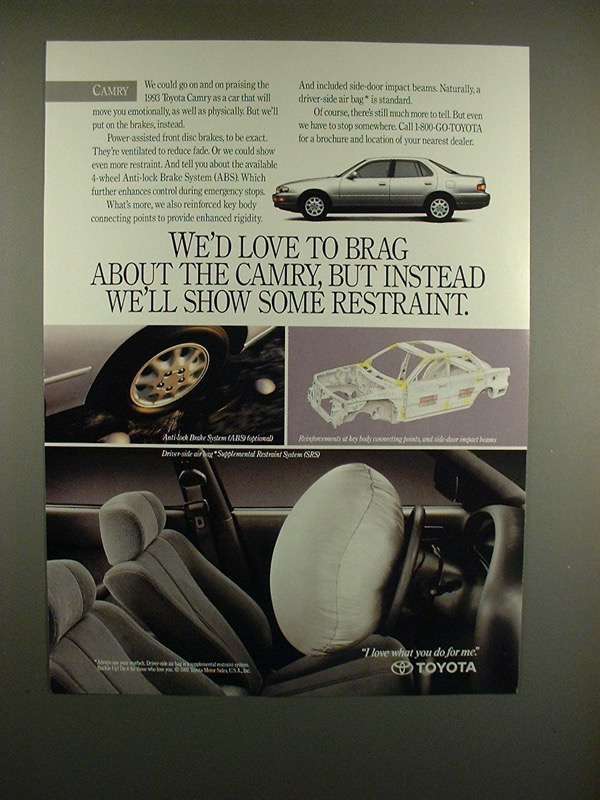 1993 Toyota Camry Car Ad - Show Some Restraint! - £15.16 GBP