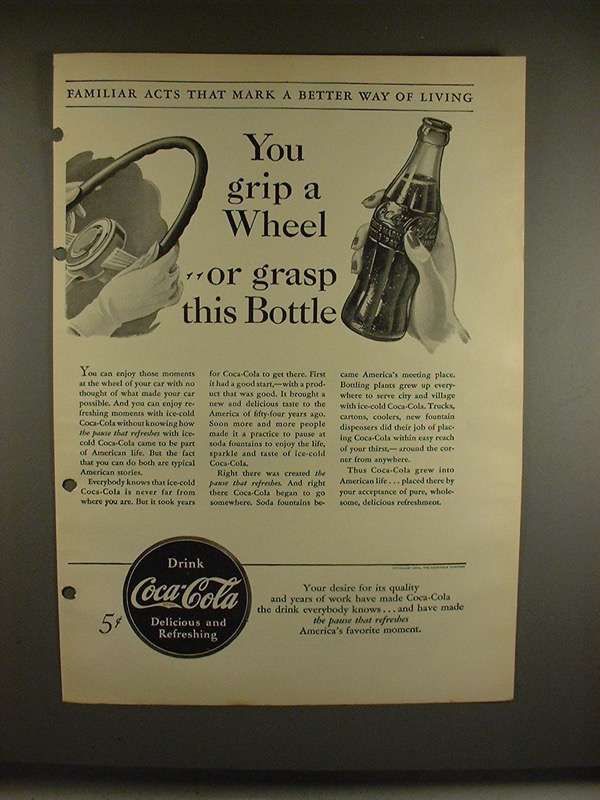 Primary image for 1940 Coca-Cola Coke Soda Ad - Grip a Wheel