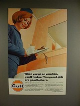 1967 Gulf Gas Ad - Tourguard Girls are Good Lookers! - $18.49