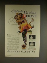 1932 Ethyl Gasoline Ad w/ Lion Tamer - Behave! - £14.65 GBP