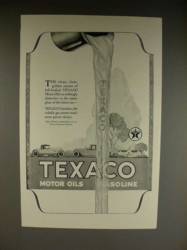 1923 Texaco Gasoline & Motor Oil Ad - Clean, Clear - $18.49