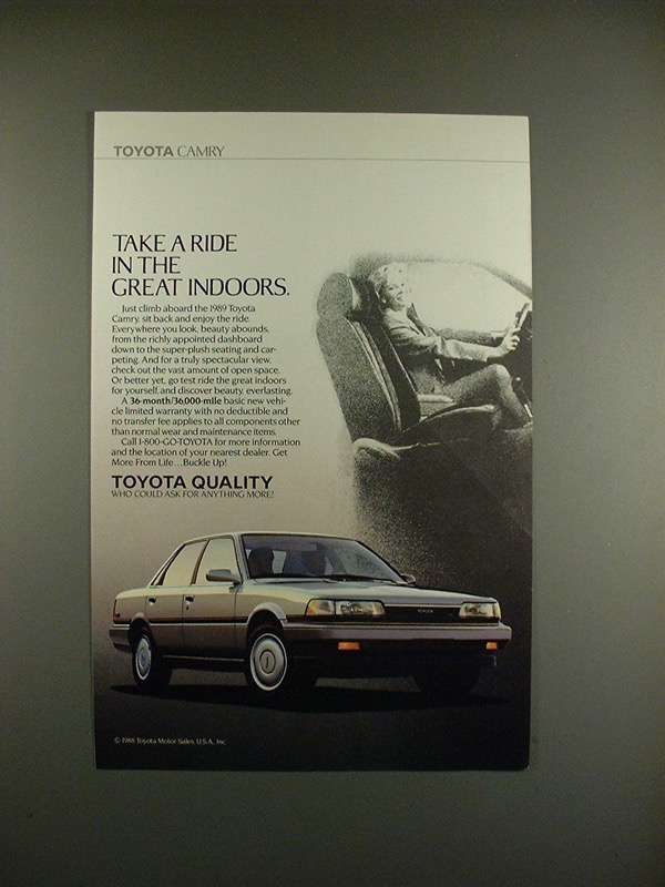 1989 Toyota Camry Car Ad - Ride the Great Indoors! - $18.49