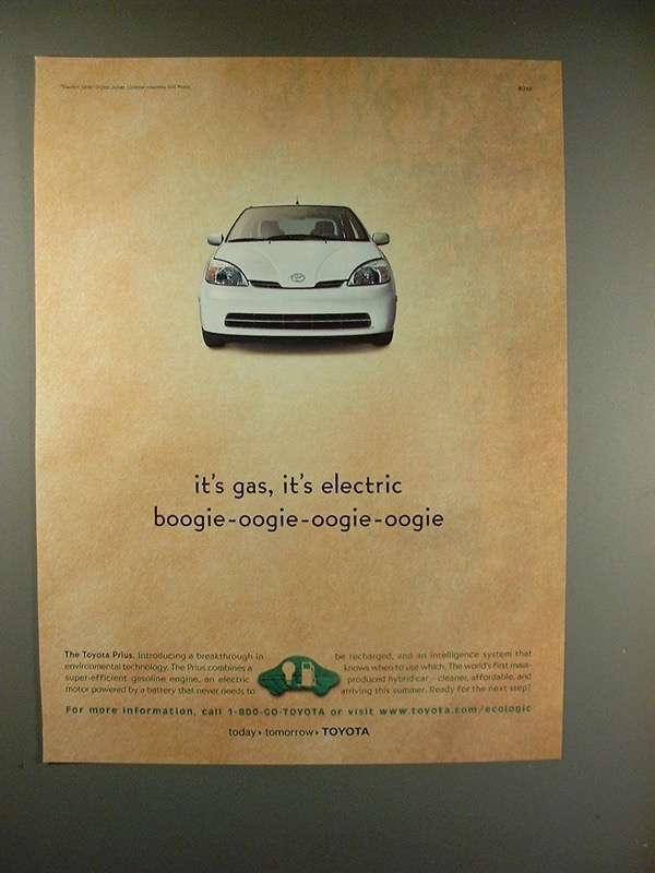 2000 Toyota Prius Car Ad - It's Gas, It's Electric! - $18.49