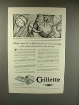1928 Gillette Razor Blade Ad - Different Job Each Day! - $18.49