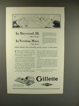 1928 Gillette Razor Blade Ad - Hard Water Soft Water - $18.49