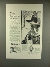1929 Gillette Razor Blade Ad - Your Face Knows Winter - $18.49