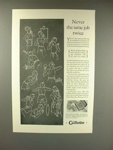 1929 Gillette Razor Blade Ad - Never Same Job Twice - $18.49