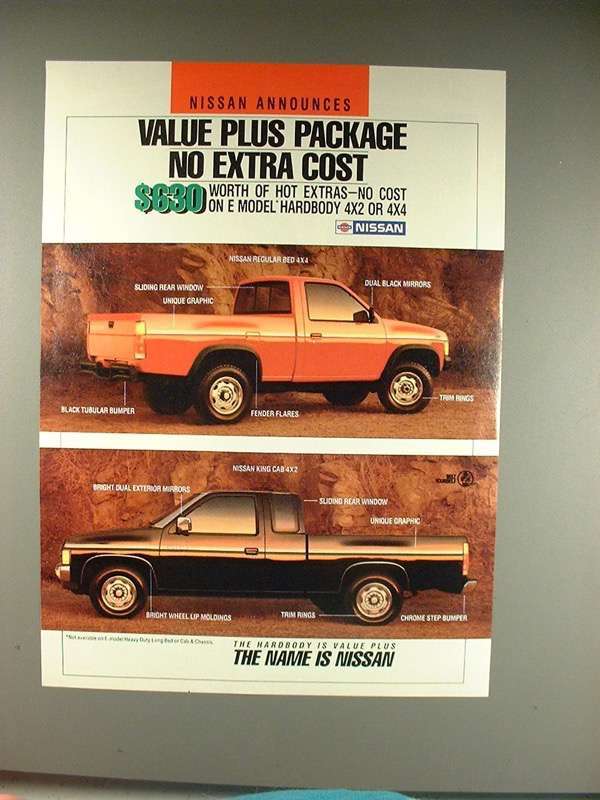 1987 Nissan E Model Hardbody Truck Ad - Value Plus! - $18.49