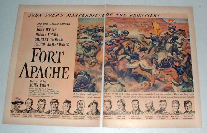 1948 Fort Apache Movie Ad - John Wayne, Henry Fonda - $18.49