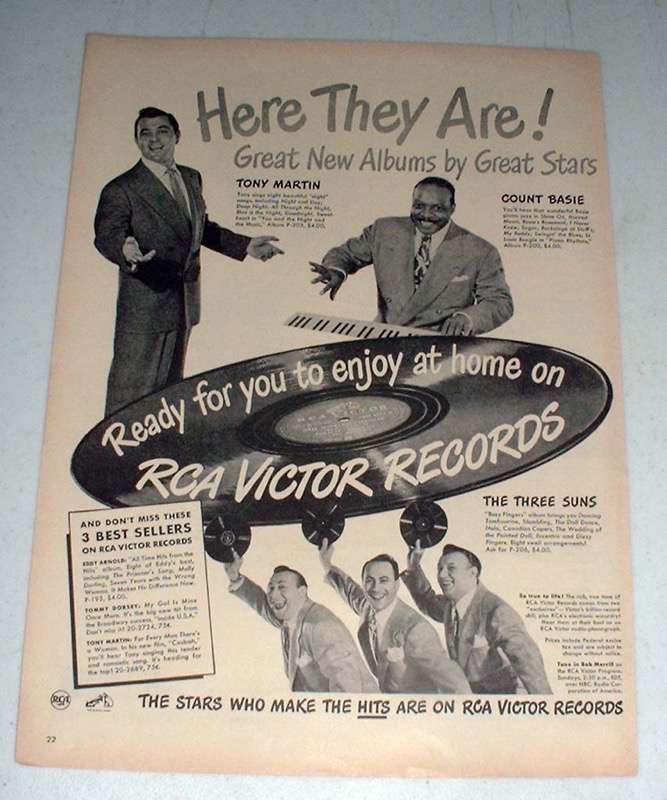 1948 RCA Victor Records Ad - Tony Martin, Count Basie - $18.49