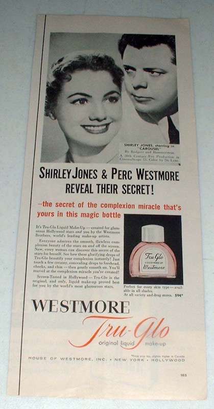 1956 Westmore Tru-glo Makeup Ad w/ Shirley Jones - £14.72 GBP