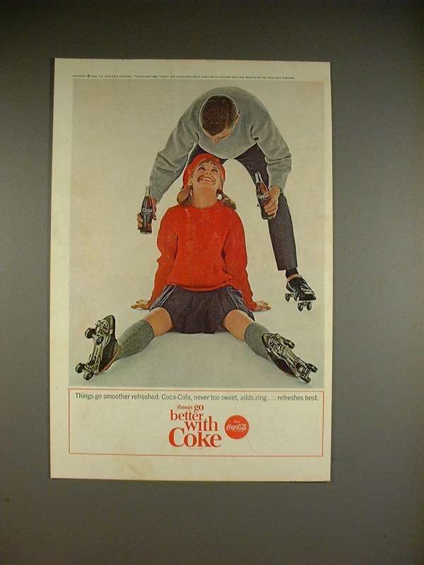 Primary image for 1964 Coke Coca-Cola Soda Ad - Roller Skating