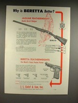 1957 Beretta Jaguar Shotgun & Plinker Pistol Gun Ad! - £14.58 GBP