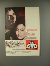 1961 El Cid Movie Ad w/ Charlton Heston, Sophia Loren - £14.65 GBP