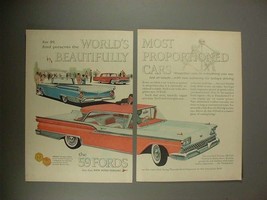 1959 Ford Fairlane 500 Club, Sunliner, Thunderbird Ad - £14.50 GBP