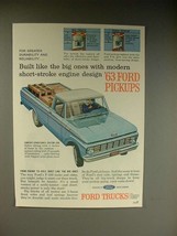 1963 Ford F-100 Pickup Truck Ad - Built Like Big Ones! - $18.49