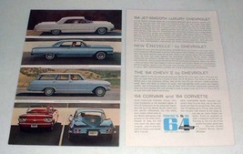 1964 Chevrolet Car Ad: Impala, Corvette, Corvair Monza - $18.49