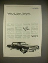 1965 Chrysler Imperial Car Ad - Don&#39;t Ignore Facts - £14.46 GBP
