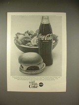 1966 Coca-Cola Coke Soda Ad - Cheeseburger, Salad - £14.55 GBP