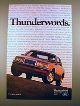 1985 Ford Thunderbird Car Ad - Thunderwords! - $18.49