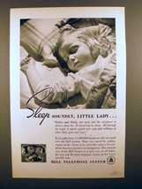 1938 Bell Telephone Ad - Sleep Soundly Little Lady! - £14.53 GBP