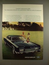 1970 Lincoln Continental Car Ad - Size, Spaciousness - £14.55 GBP