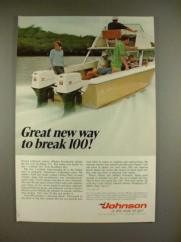 1970 Johnson Twin Sea-Horse 60 Outboard Motor Ad - £14.57 GBP