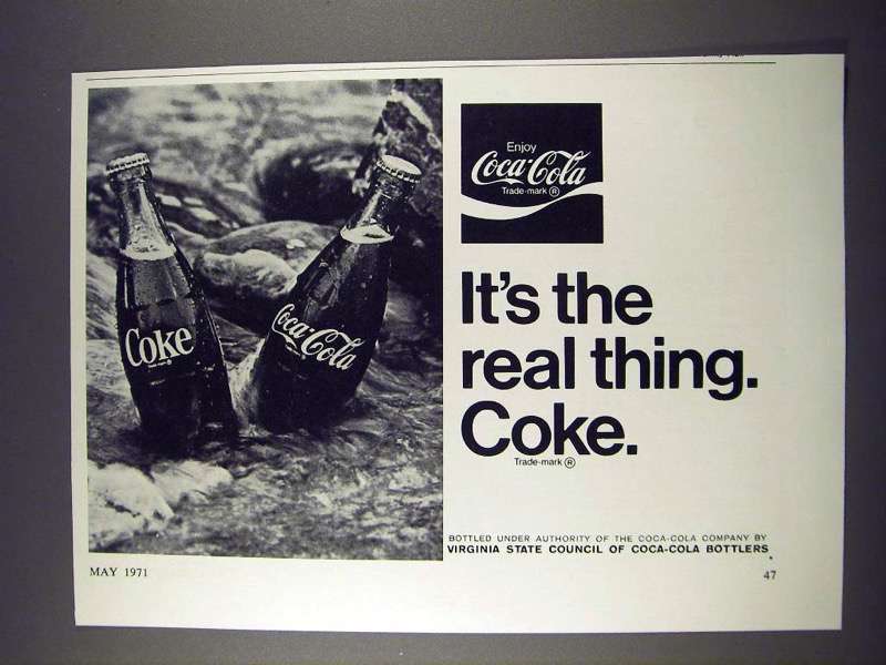 1971 Coca-Cola Soda Ad - It's The Real Thing Coke - £14.78 GBP