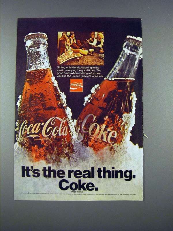 Primary image for 1971 Coca-Cola Soda Ad - It's Real Thing Coke